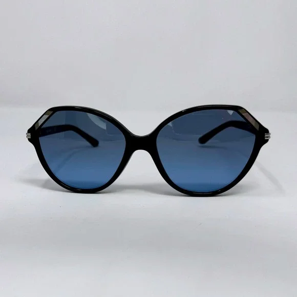 Tory Burch TY7138 Black Geometric Cat Eye Sunglasses Blue Gradient Lenses - Picture 2 of 14